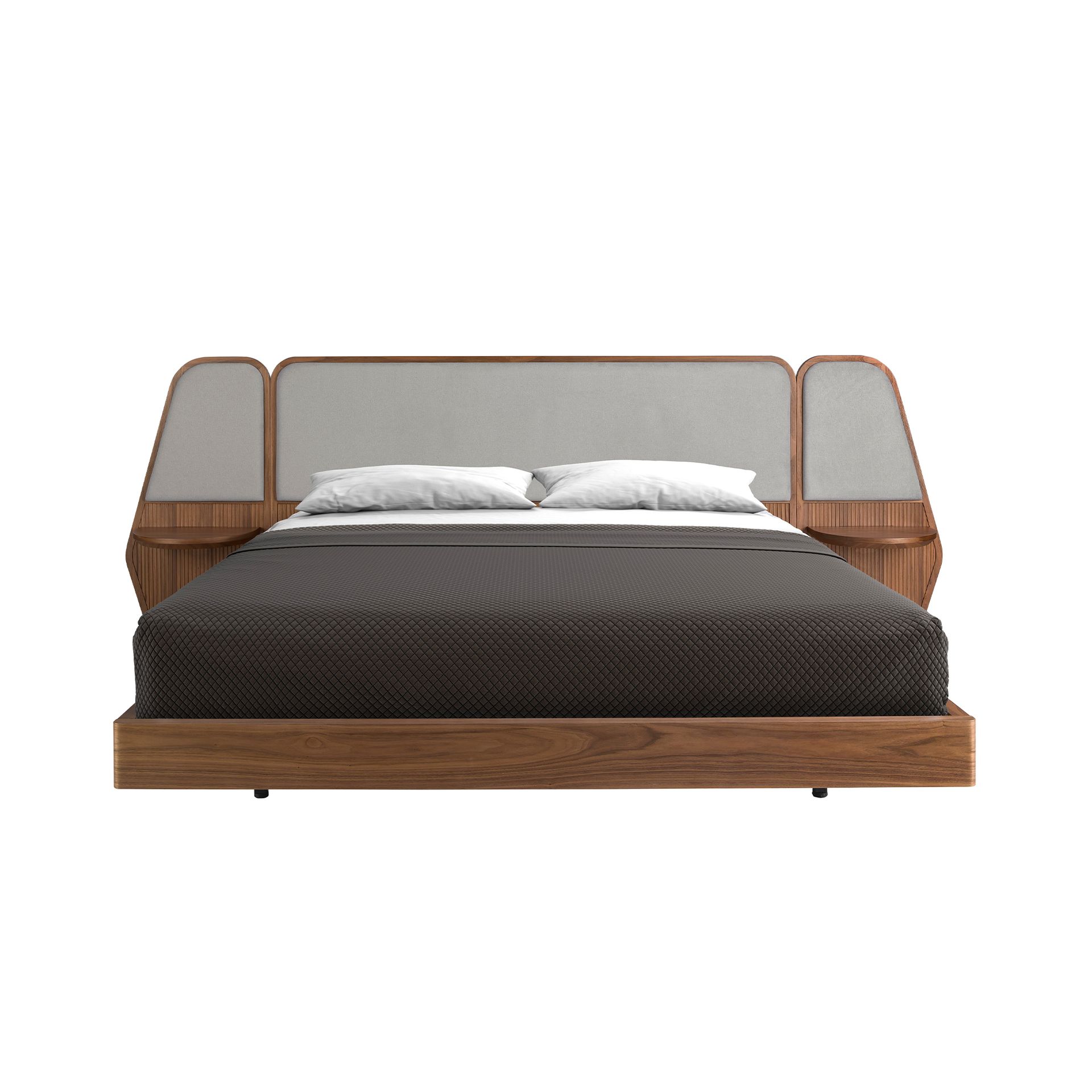 Кровать 7175 из ореха и серой ткани для матраса 180x200 см Angel Cerda