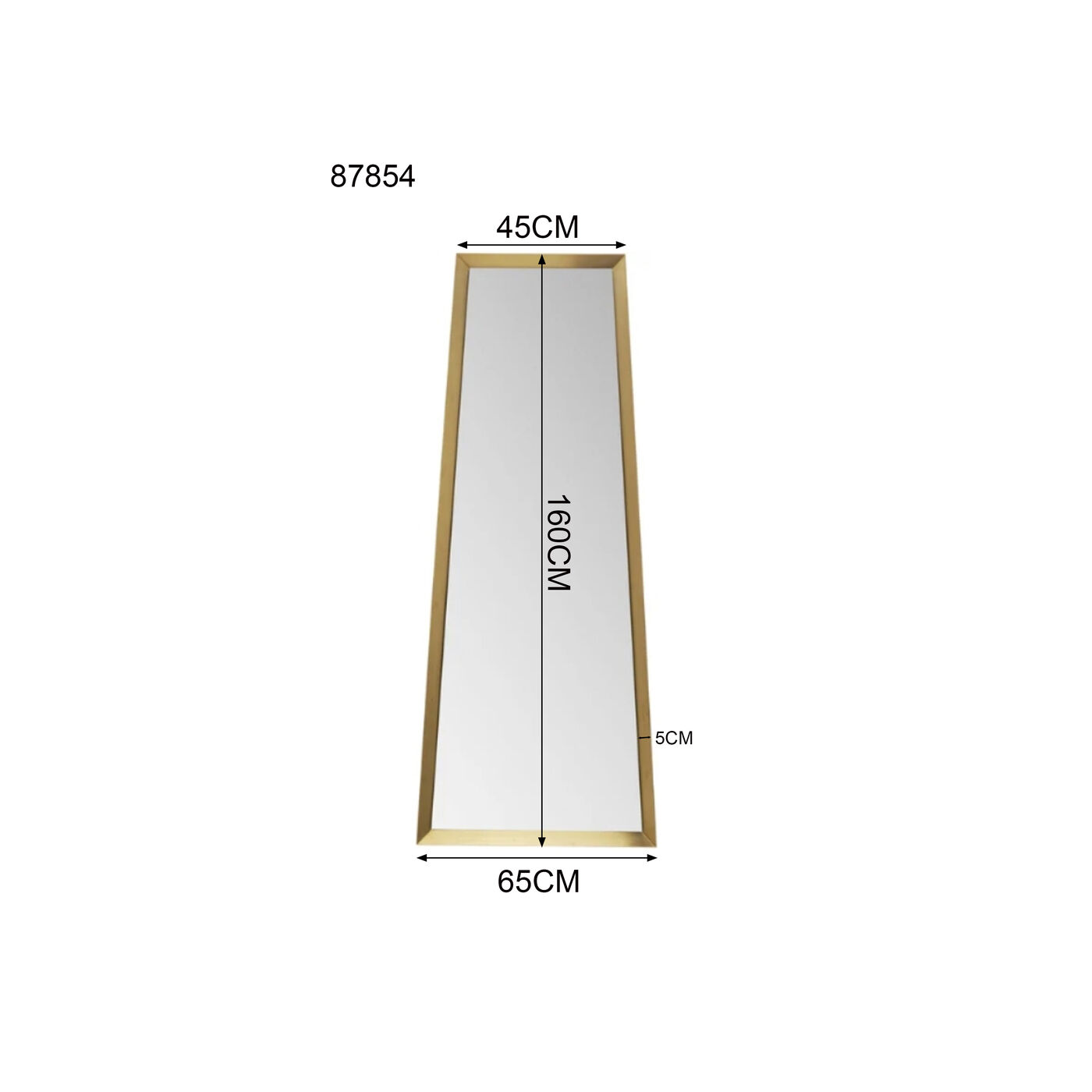 Зеркало настенное Arezzo Brass Trapez 65(45)x160 см KARE 87854