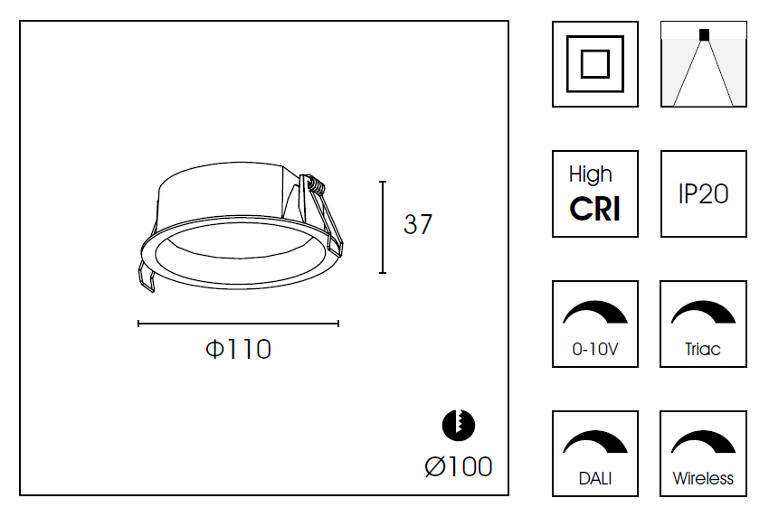 Встраиваемый светильник Delight Collection DB8504NR