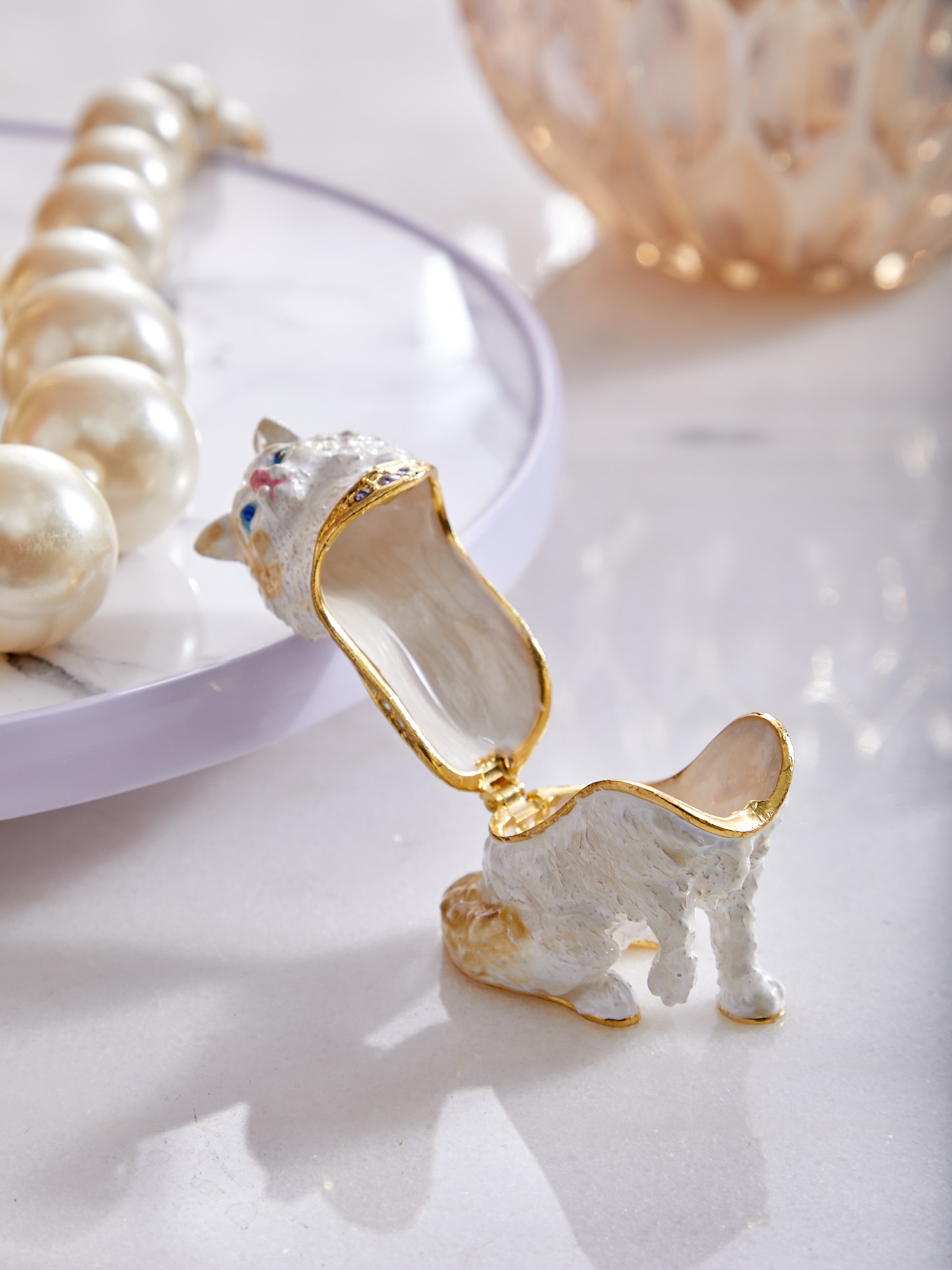 Шкатулка для драгоценностей со стразами Котик Glasar 39-075