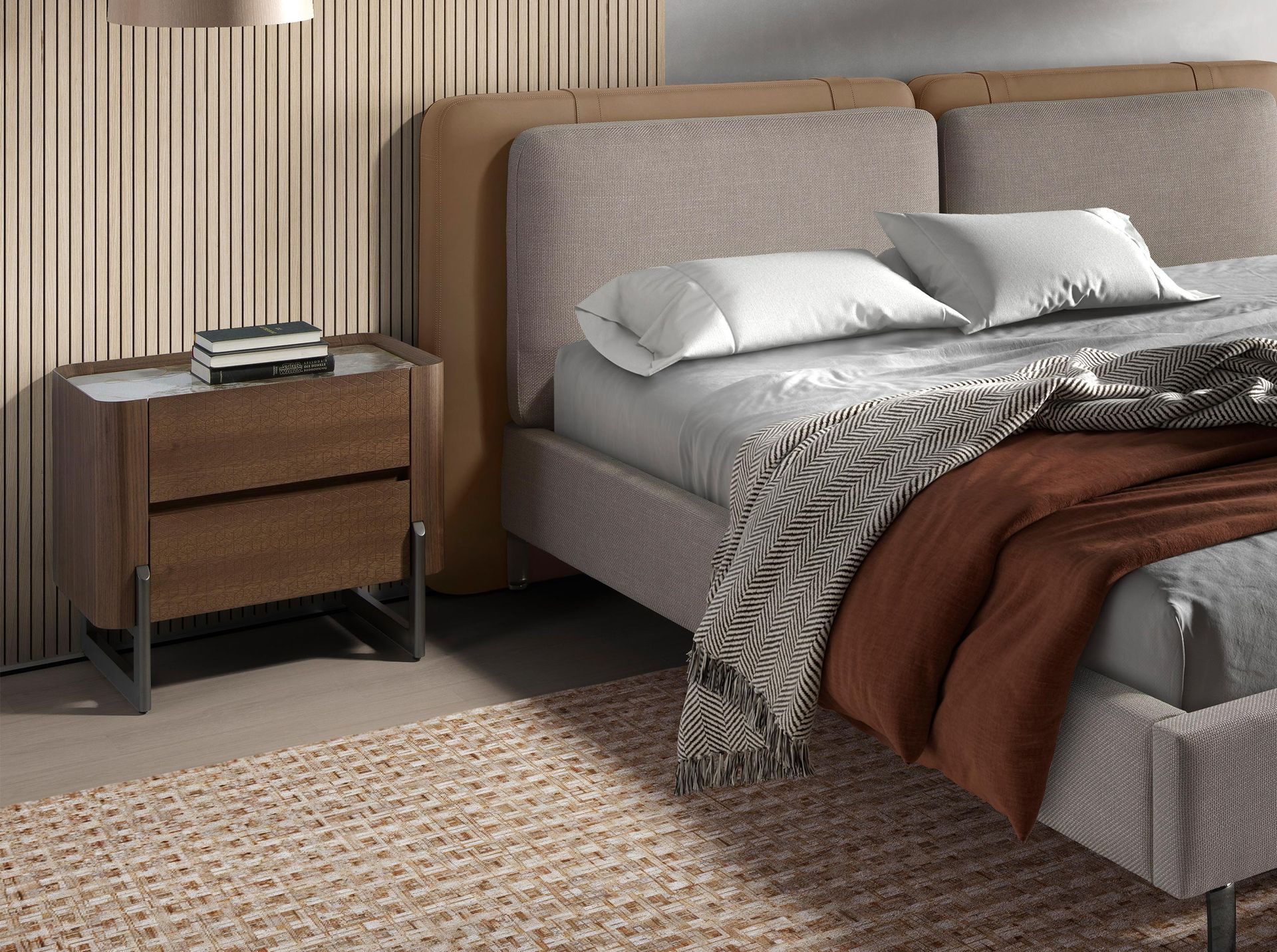 Прикроватная тумбочка 7152/437-U из ореха и керамики Angel Cerda