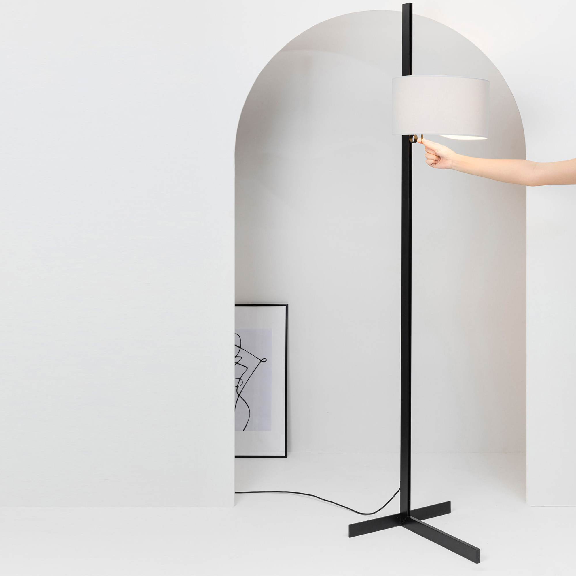 Торшер Stand Up черного и серого цвета E27 20W Faro