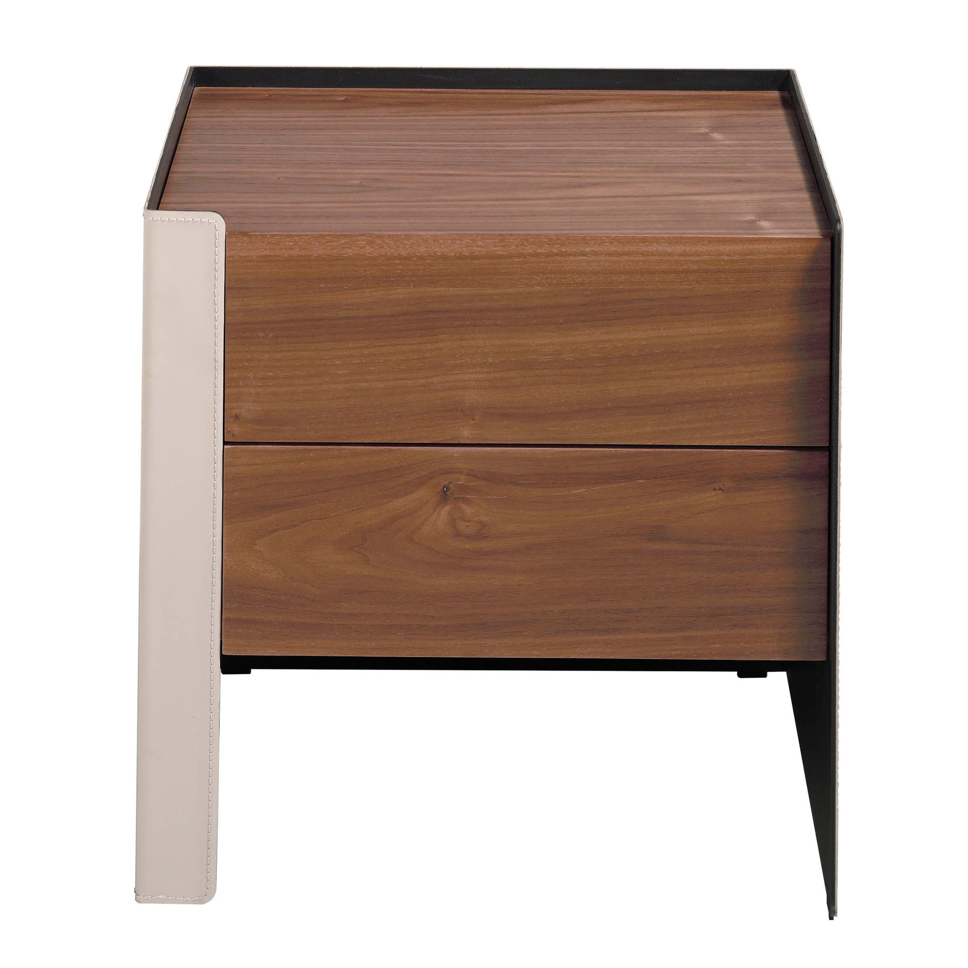 Прикроватная тумбочка MB1802NS / 7118 из кожи и орехового дерева Angel Cerda