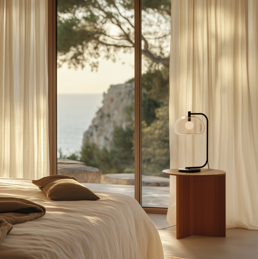 Настольная лампа Cloud прозрачное стекло/черный металл Aromas del Campo