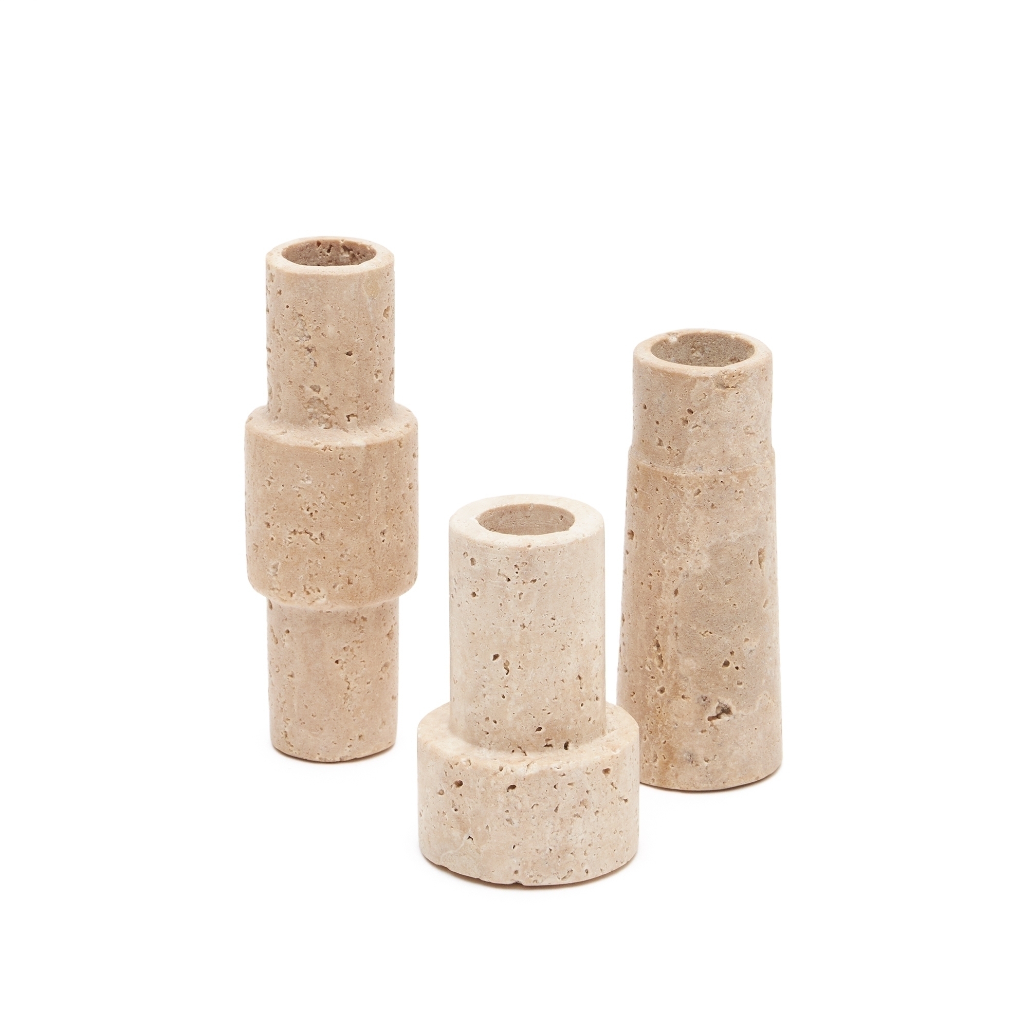 Набор Majid из 3-х подсвечников из бежевого травертина La Forma (ex Julia Grup)