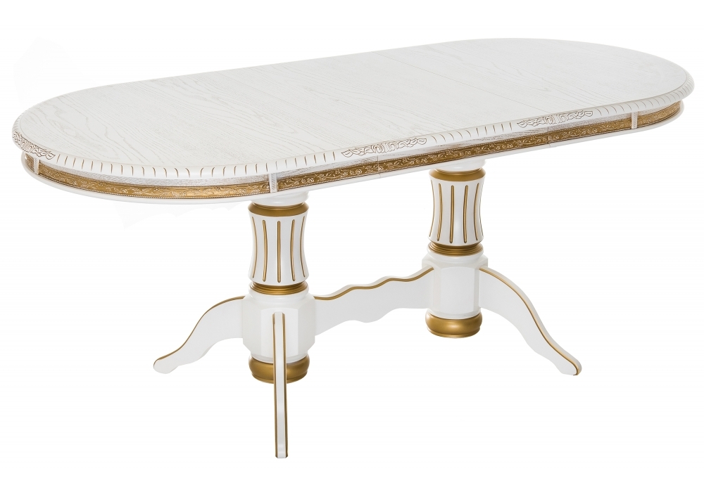 Стол Woodville Женева молочный с золотой патиной 406085