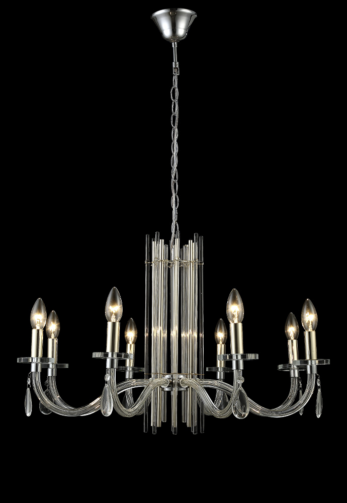 Люстра Crystal Lux AURELIO SP8 GOLD+CHROME/TRANSPARENT