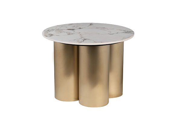 Стол журнальный круглый керамогранит белый Garda Decor 76AR-63043