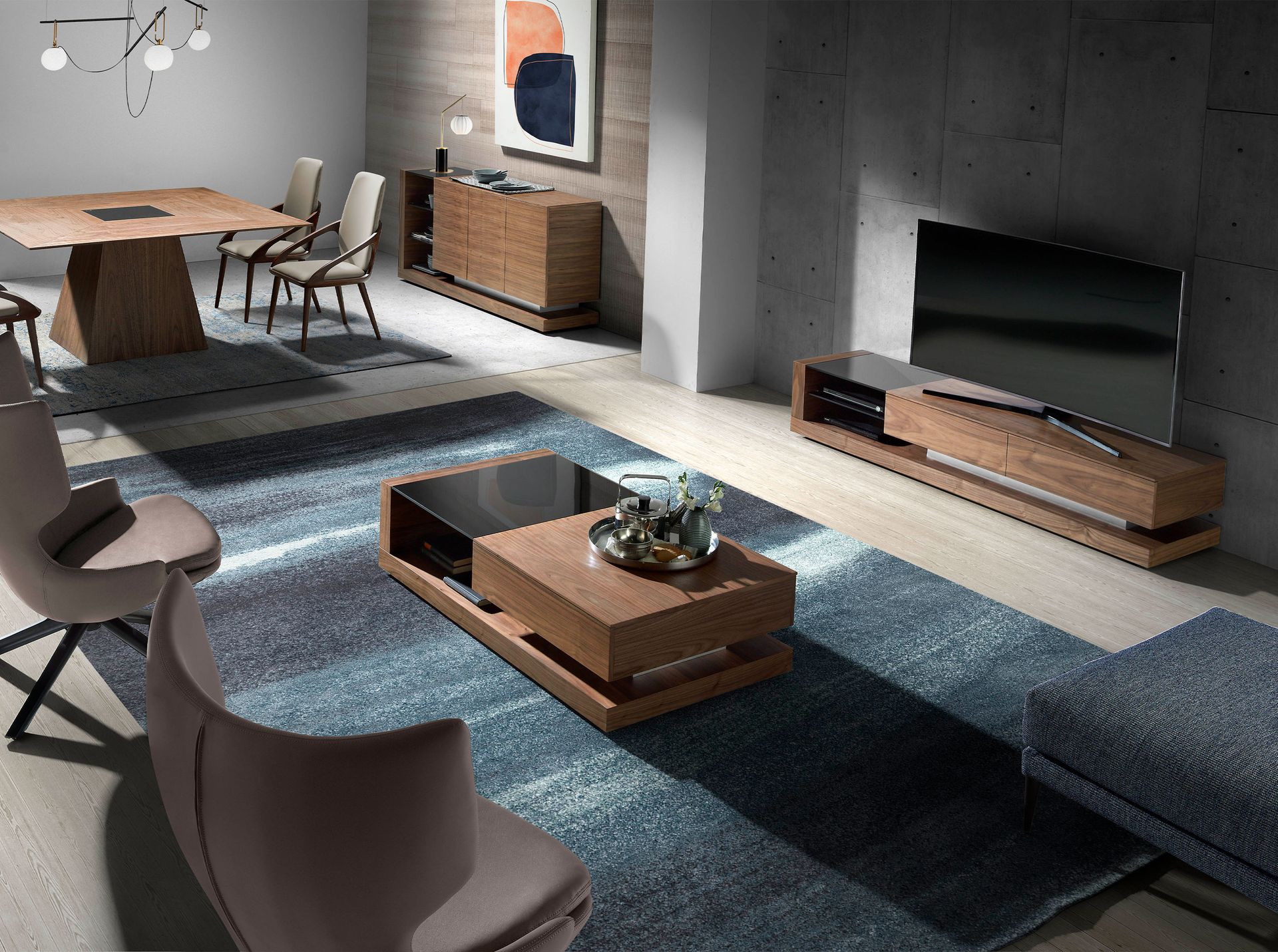 Тумба под ТВ MF1317A /3139 орех черный витраж Angel Cerda