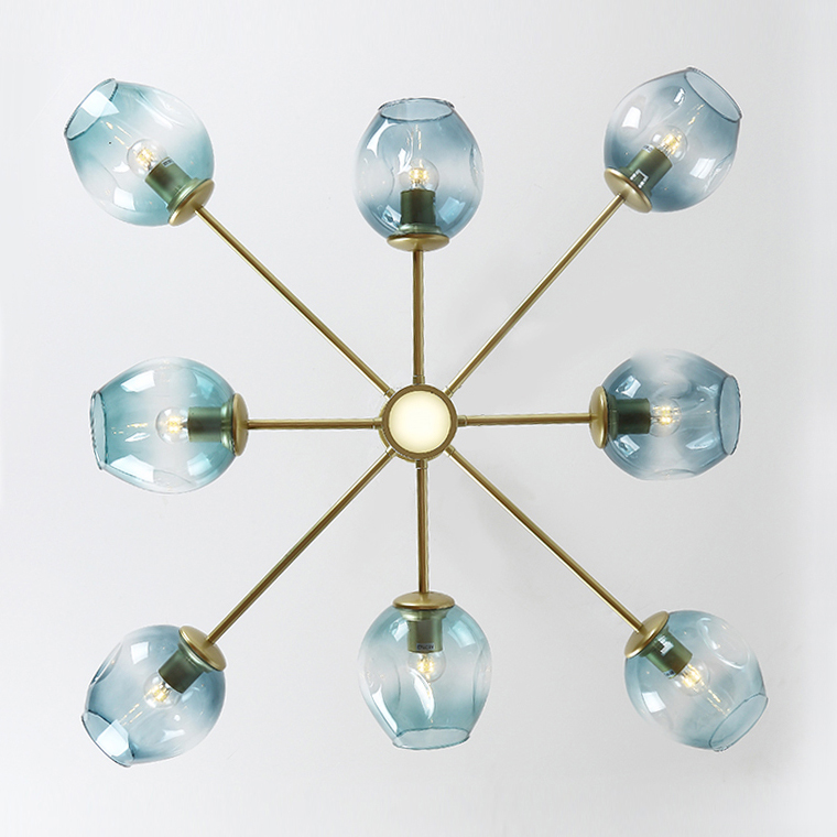 Люстра на штанге MARINE D104 10 lamps Black/Transparent by ImperiumLoft