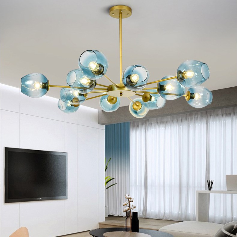 Люстра на штанге MARINE D104 12 lamps Gold/Transparent by ImperiumLoft