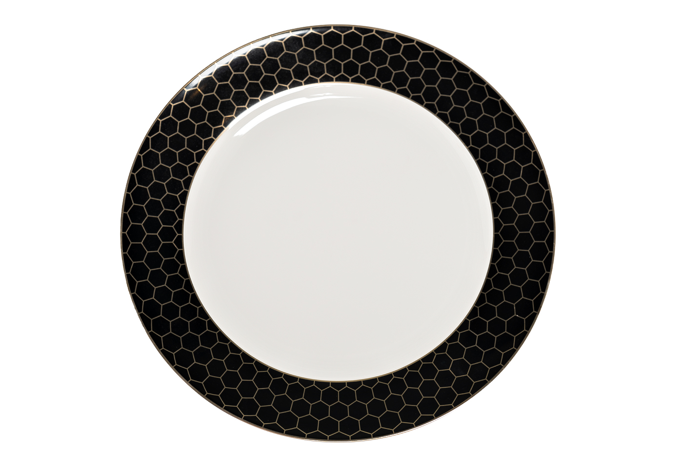 Тарелка обеденная Honeycomb черно-золотая деколь 26 см Garda Decor 26FC-TAR-HONEYCOMB-26