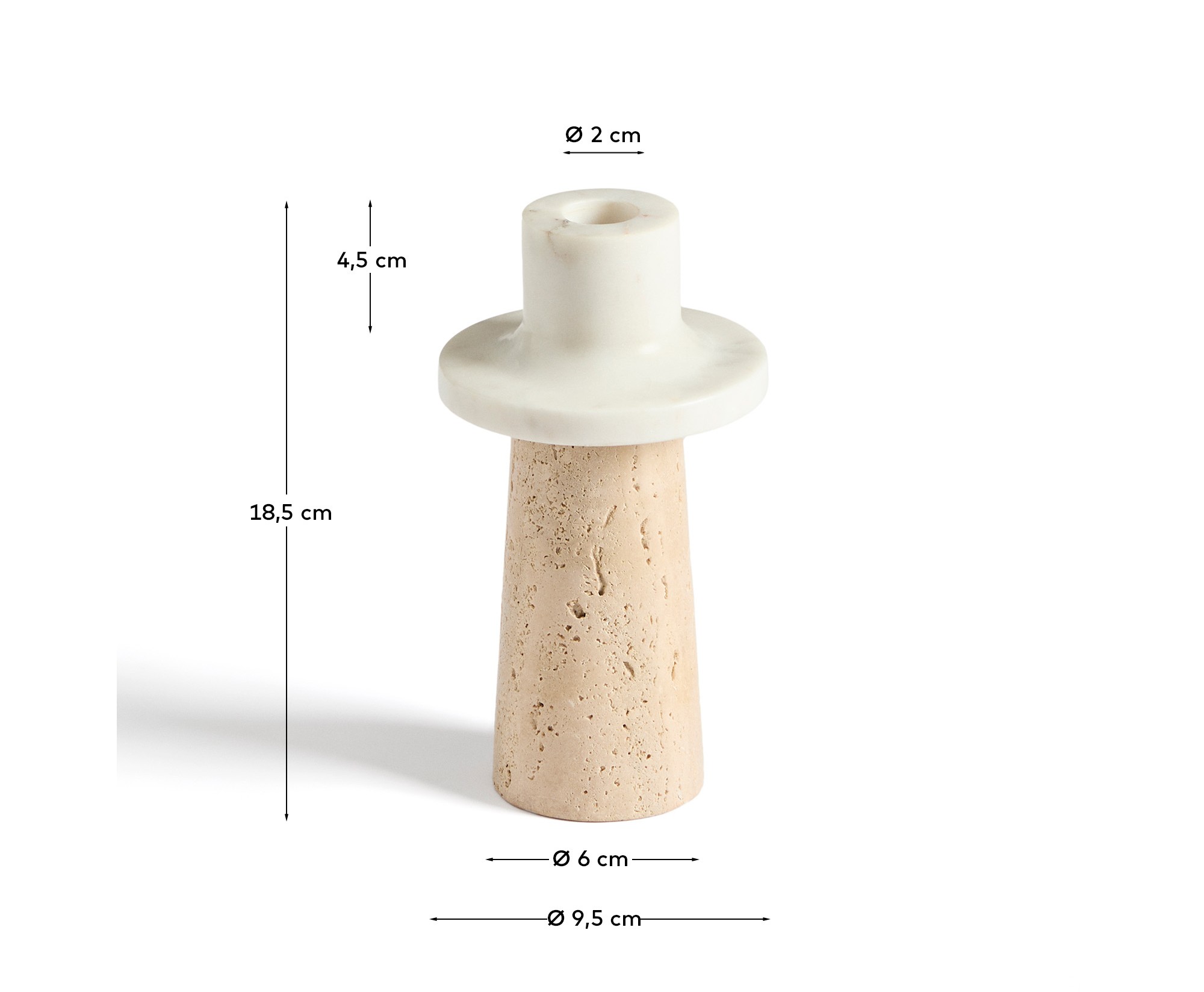 Подсвечник Zalvori из белого мрамора и травертина 18 см La Forma (ex Julia Grup)
