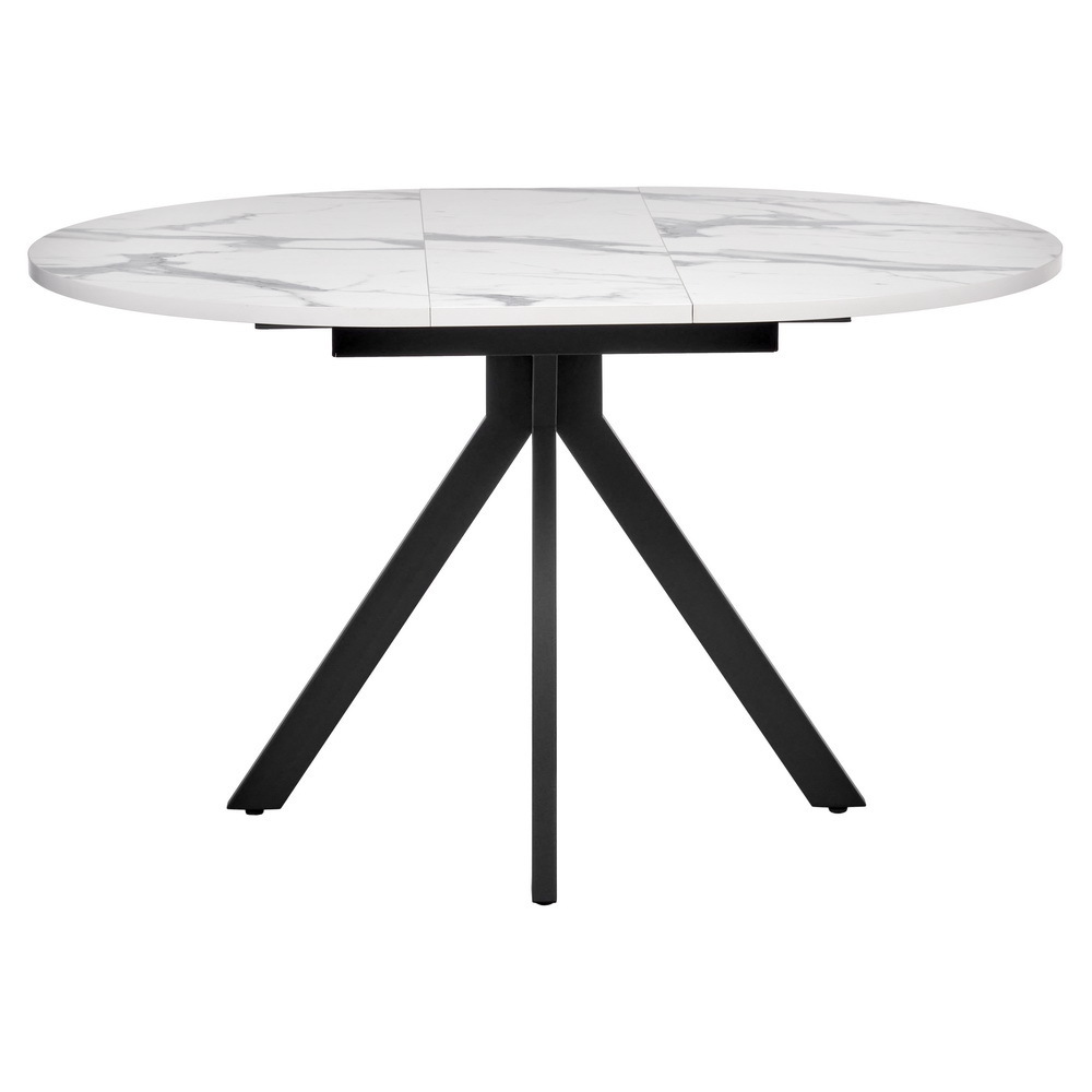 Стол Rudolf круглый раскладной 100-130x100x75см, белый мрамор, чёрный Bradex Home RF 0417