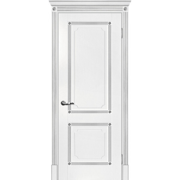 Межкомнатная дверь Graf Флоренция-2 белый, патина серебро (1900 х 550)