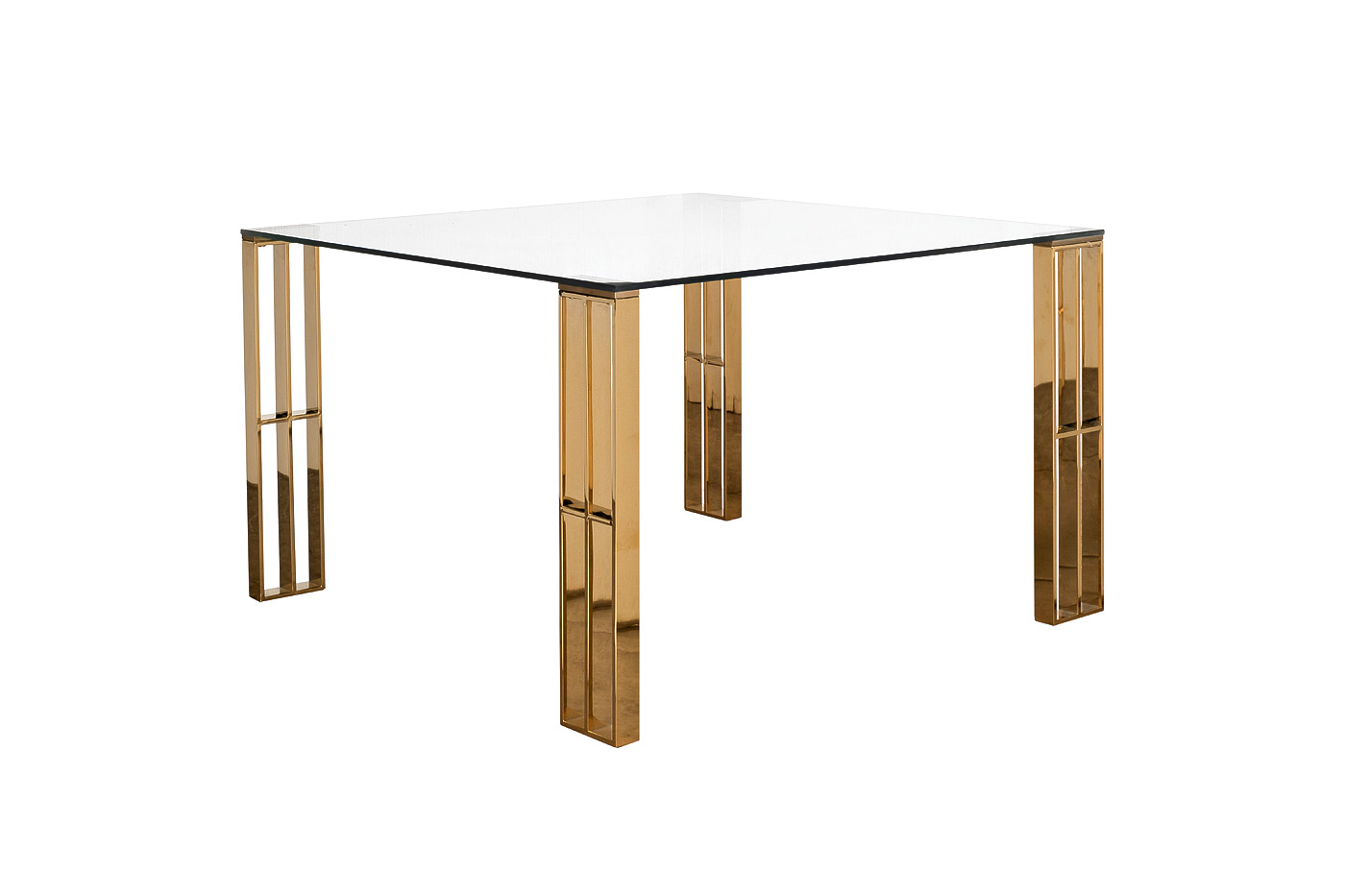 Стол обеденный квадратный прозрачное стекло/золото Garda Decor GY-00006