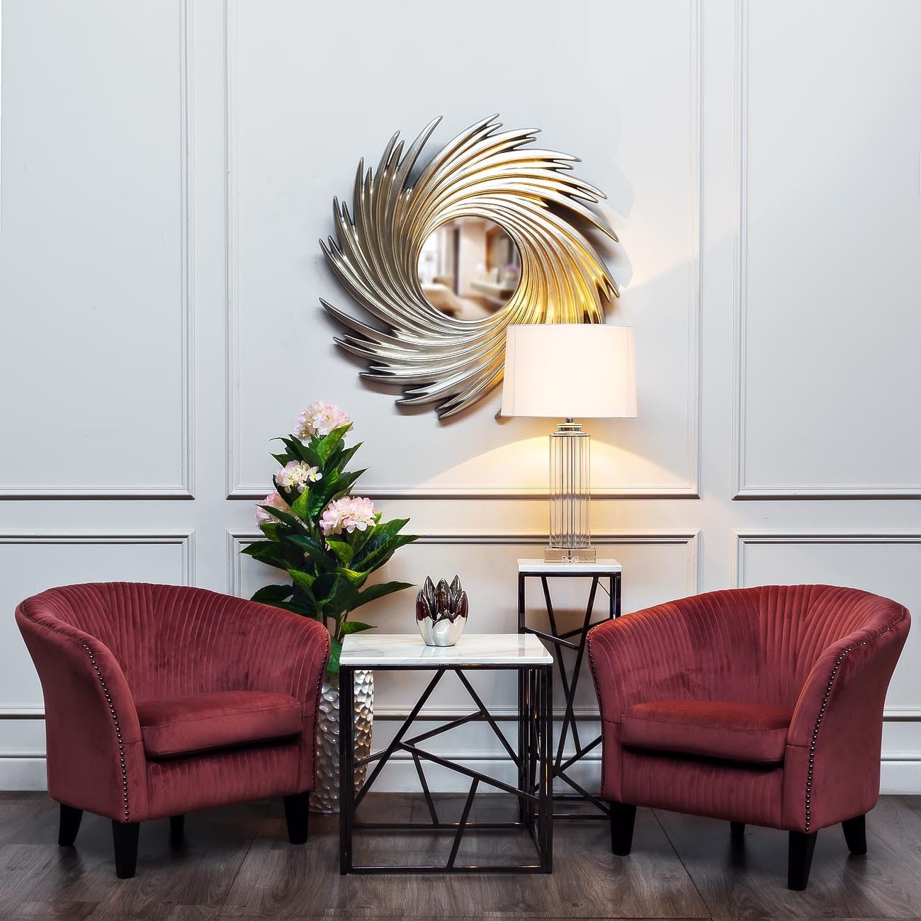 Столик журнальный высокий из мрамора Garda Decor 47ED-FS015BLSM