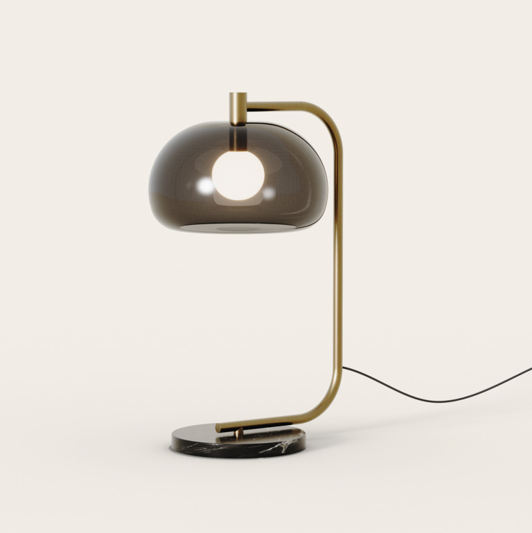 Настольная лампа Cloud серое стекло/золотой металл Aromas del Campo