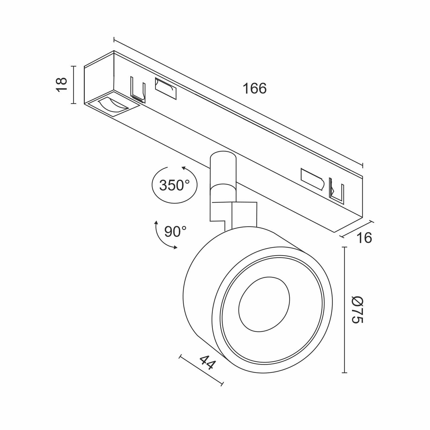 Светодиодный светильник для магнитной системы Ledron Sagi S75 DALI White 3000K