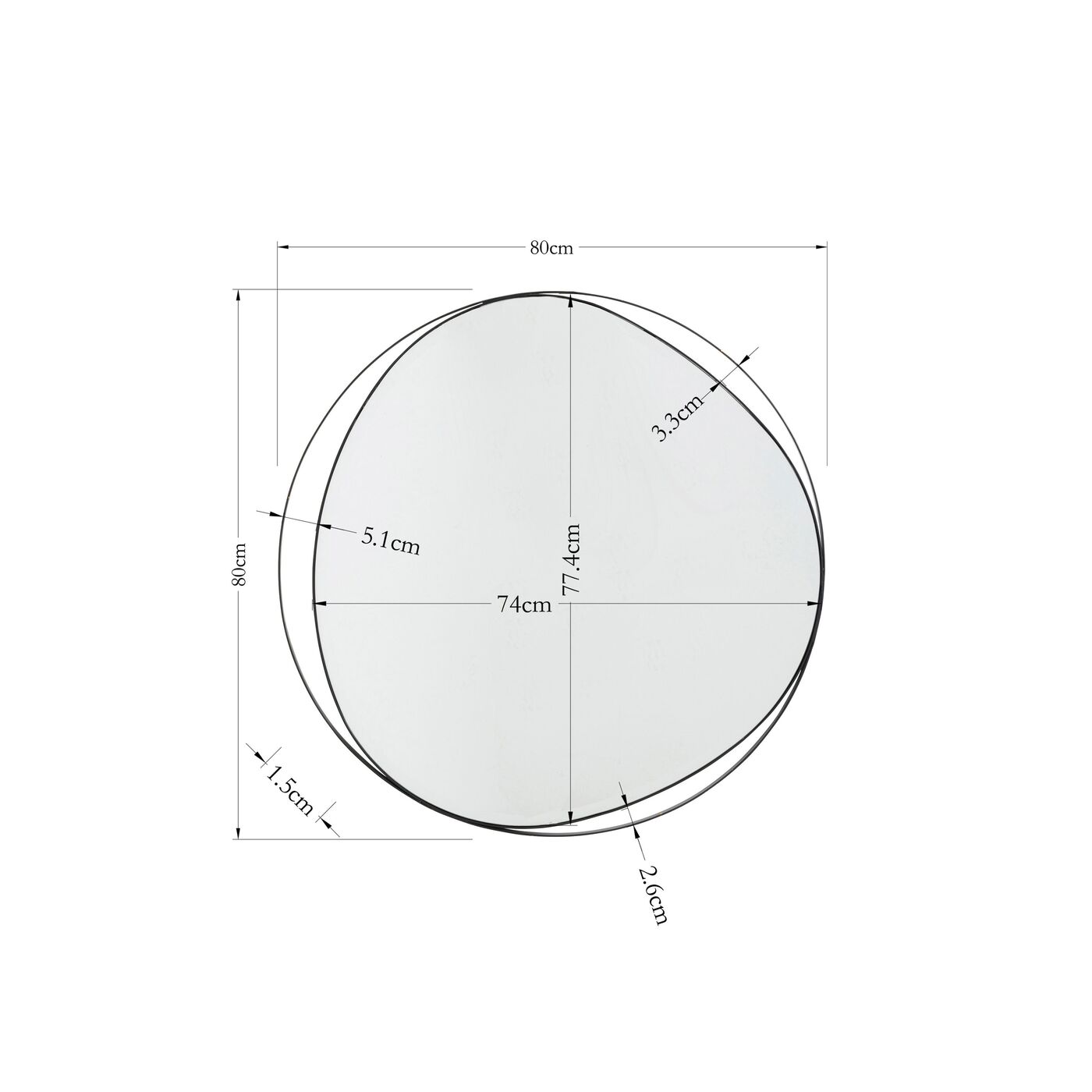 Зеркало настенное Bonita Black Ø80 см KARE 87116