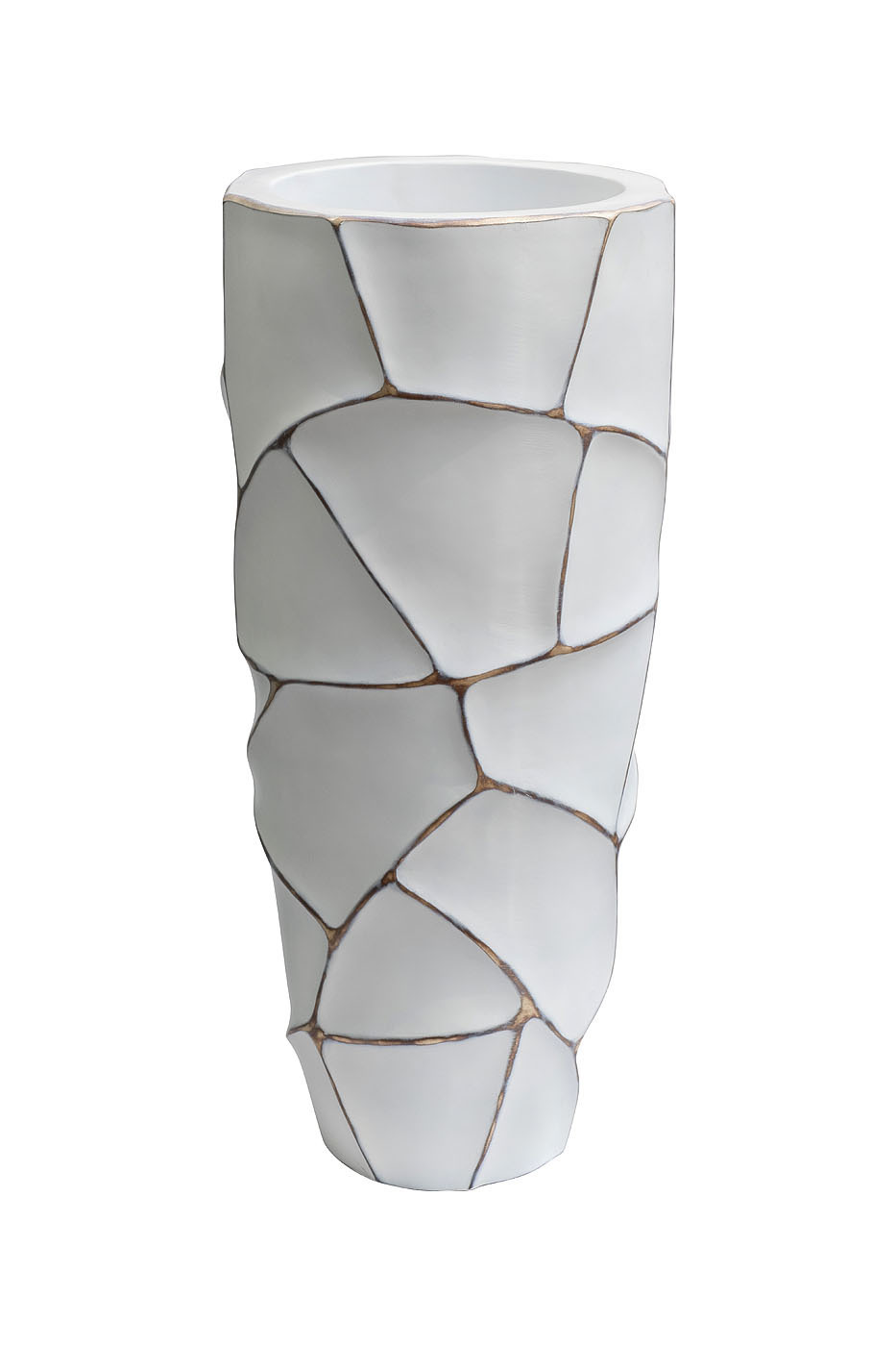 Кашпо белое с золотом Garda Decor ZSC872-27WH-GL