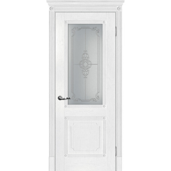 Межкомнатная дверь Graf Флоренция-2 Сатинат, контурный полимер серебро Пломбир (2000 х 900)