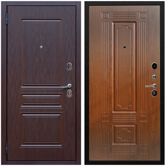 Дверь входная Graf Экстра МДФ 10 мм ФЛ-243 Лиственница шоколад / МДФ 6мм ФЛ-2 Мореная береза