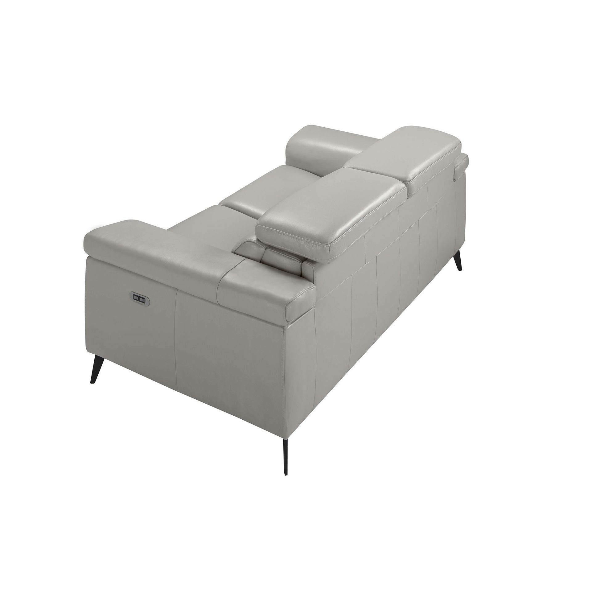 Диван 2-х местный с реклайнером 5319-2P-M5653 /6107 серый кожаный Angel Cerda