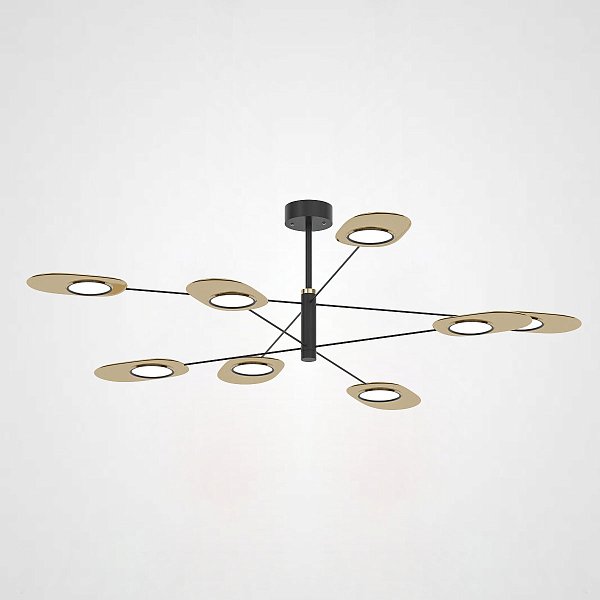 Люстра на штанге INGEL D120 8 lamps Black/Gold by ImperiumLoft