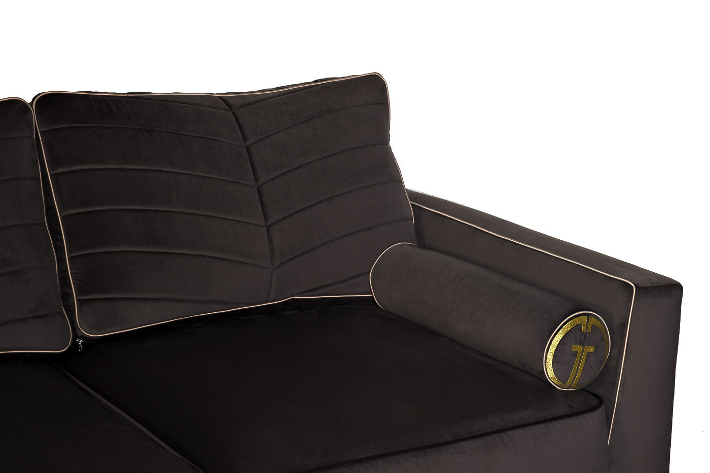 Диван Madrid Memory трехместный велюровый серый с кантом Garda Decor MADRID-Mem2K-СЕР-Riv96+Atl126