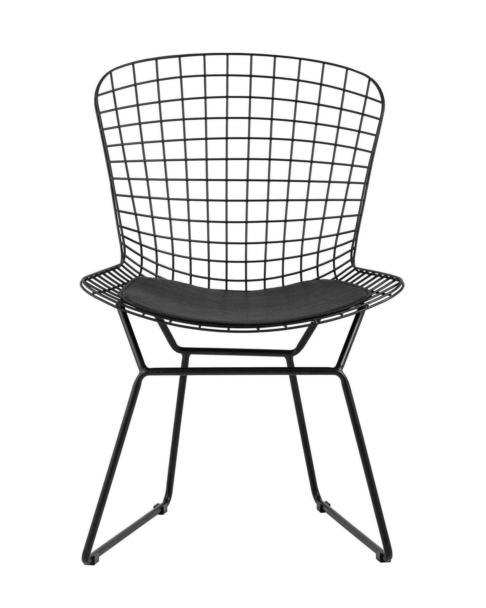 Стул обеденный Bertoia черный с черной подушкой Stool Group