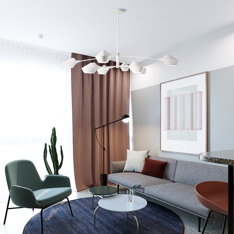 Люстра на штанге LANT D95 8 lamps Gold/Black by ImperiumLoft