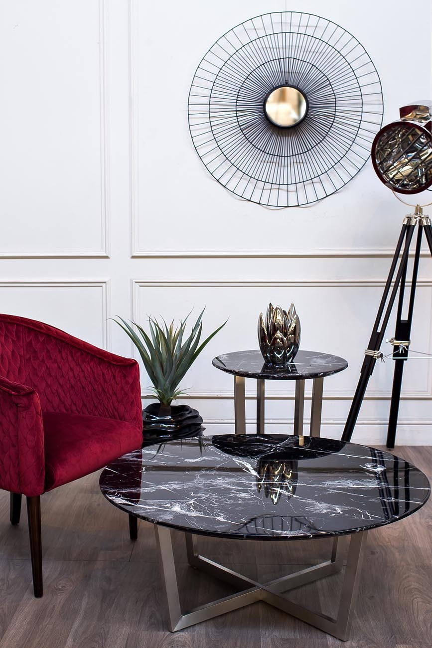 Стол журнальный черный (искусственный мрамор) Garda Decor 33FS-CT2029-BS Стол журнальный черный (искусственный мрамор) Garda Decor 33FS-CT2029-BS