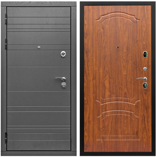 Дверь входная Graf Роял Вуд МДФ 10 мм Роял Вуд графит / МДФ 6 мм ФЛ-140 Мореная береза