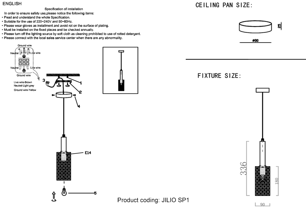Светильник подвесной Crystal Lux JILIO SP1 BLACK