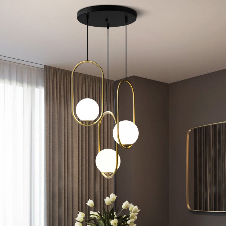 Подвесной светильник HOOP-TRIO Серебро, Эллипс S+L+S, Планка by ImperiumLoft