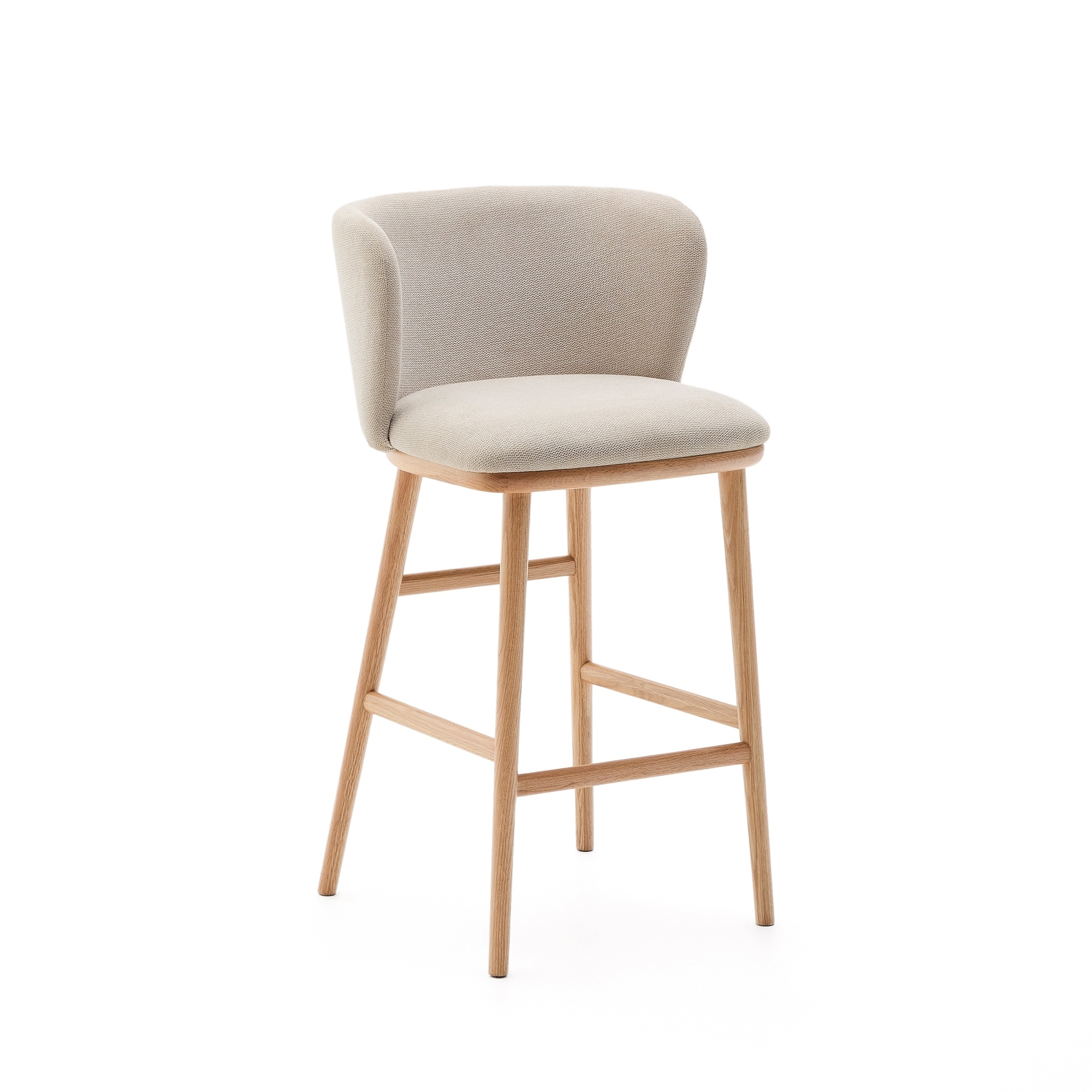 Ciselia Полубарный стул из бежевого шенилла и ясеня в натуральной отделке La Forma (ex Julia Grup)