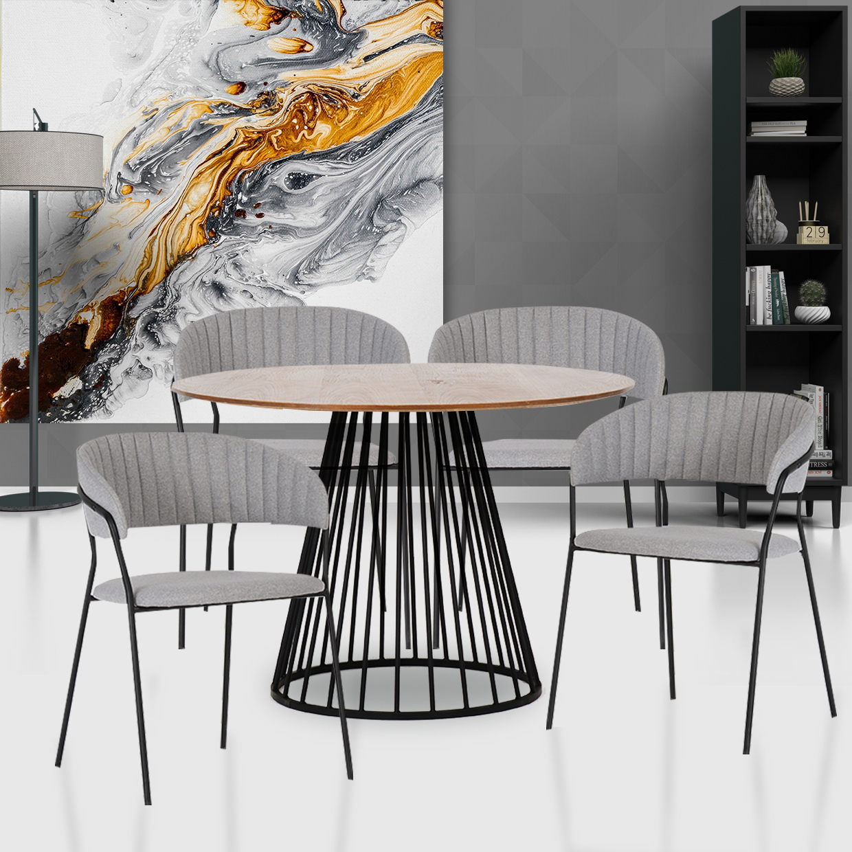 Стул Turin светло-серая рогожка с чёрными ножками Bradex Home FR 0320