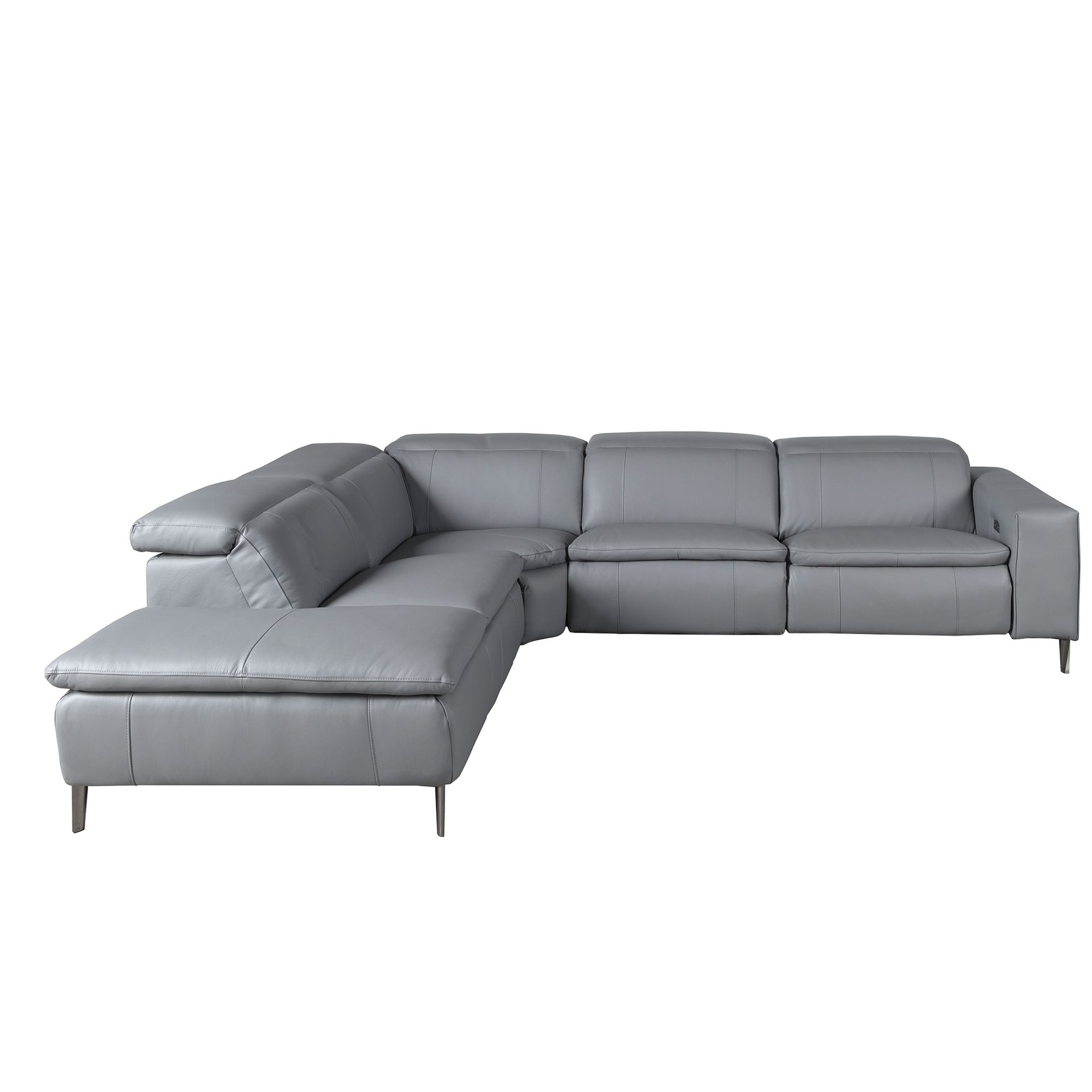 5-местный диван с реклайнером 6218 с левым шезлонгом из серой кожи Angel Cerda