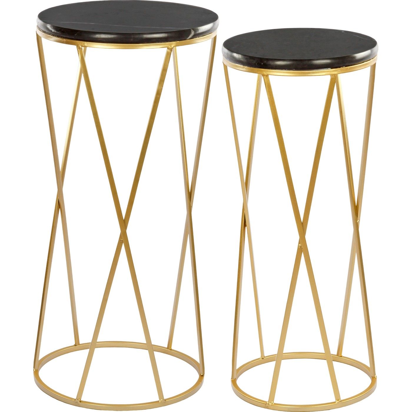 Столики приставные с черным мрамором, набор Glasar 54-017/016