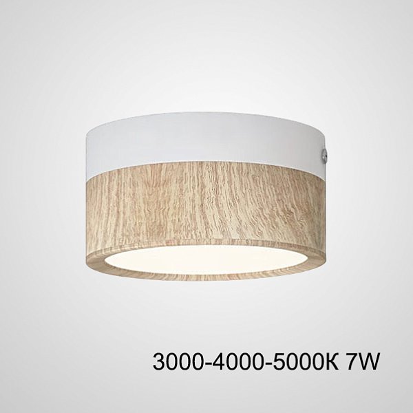 Точечный светильник FOG WOOD D9 White Трехцветный свет 7W by ImperiumLoft