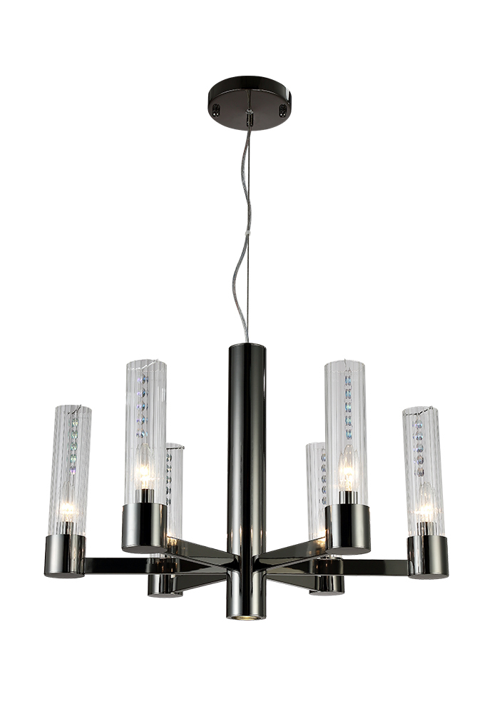 Люстра Crystal Lux OTONO SP6+1 BLACK CHROMIUM/TRANSPARENTE