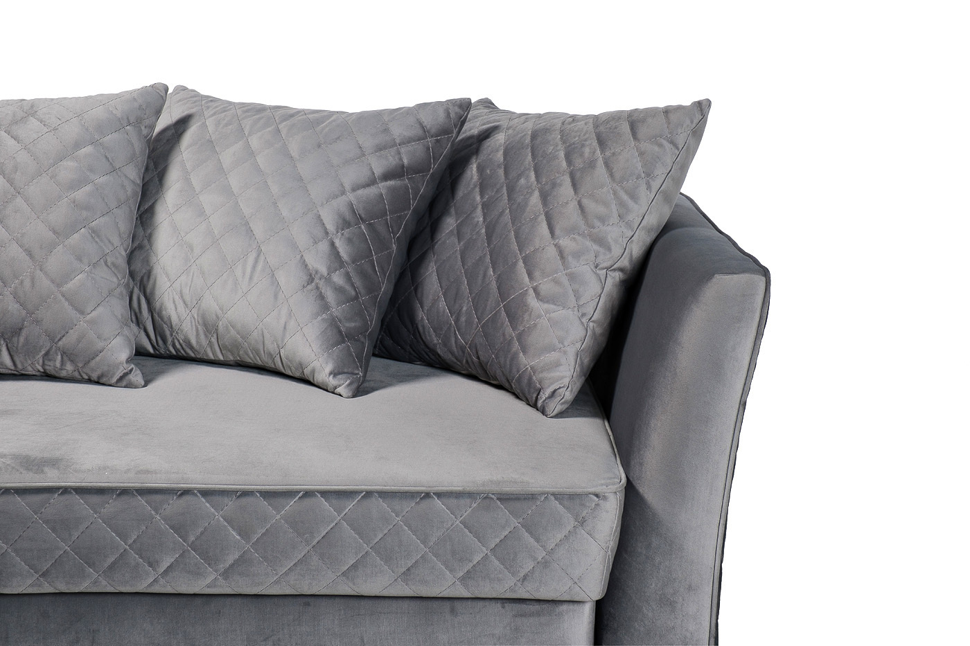 Диван Sorrento 230M трехместный раскладной светло-серый с кантом Garda Decor SORRENTO(K)-230M-2K-СВ.СЕРЫЙ-BEL40+BEL40