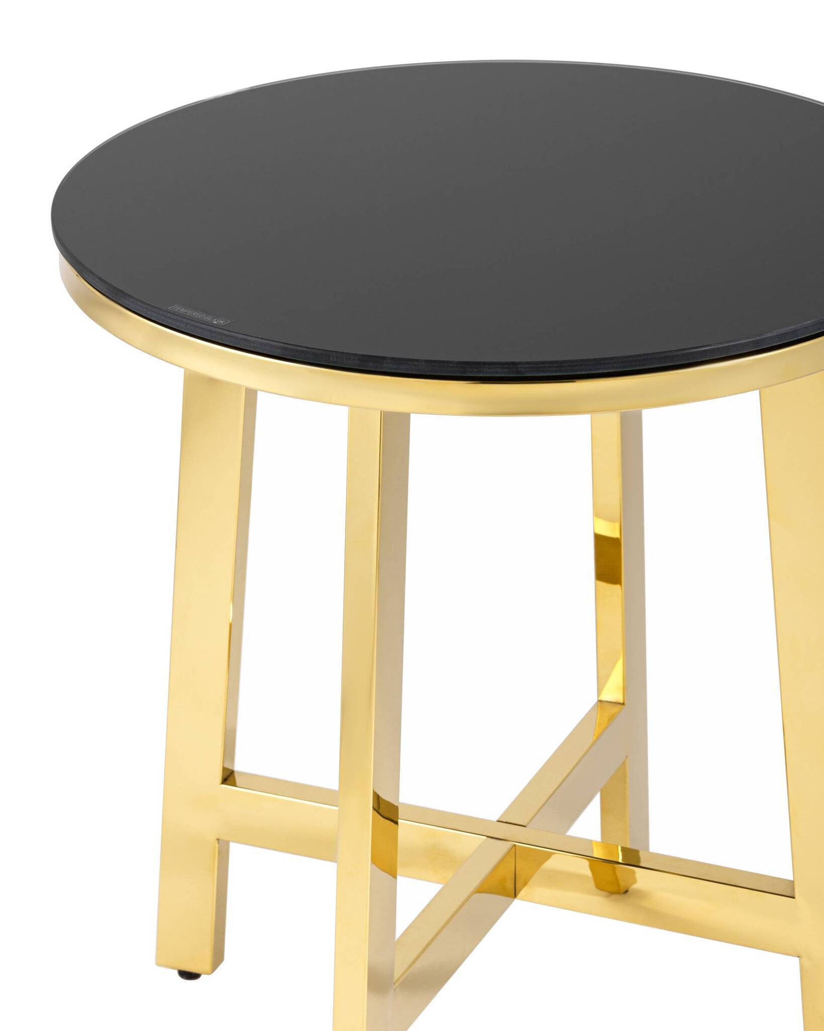 Журнальный стол 50*50 АЛЬБА золото стекло черное Stool Group