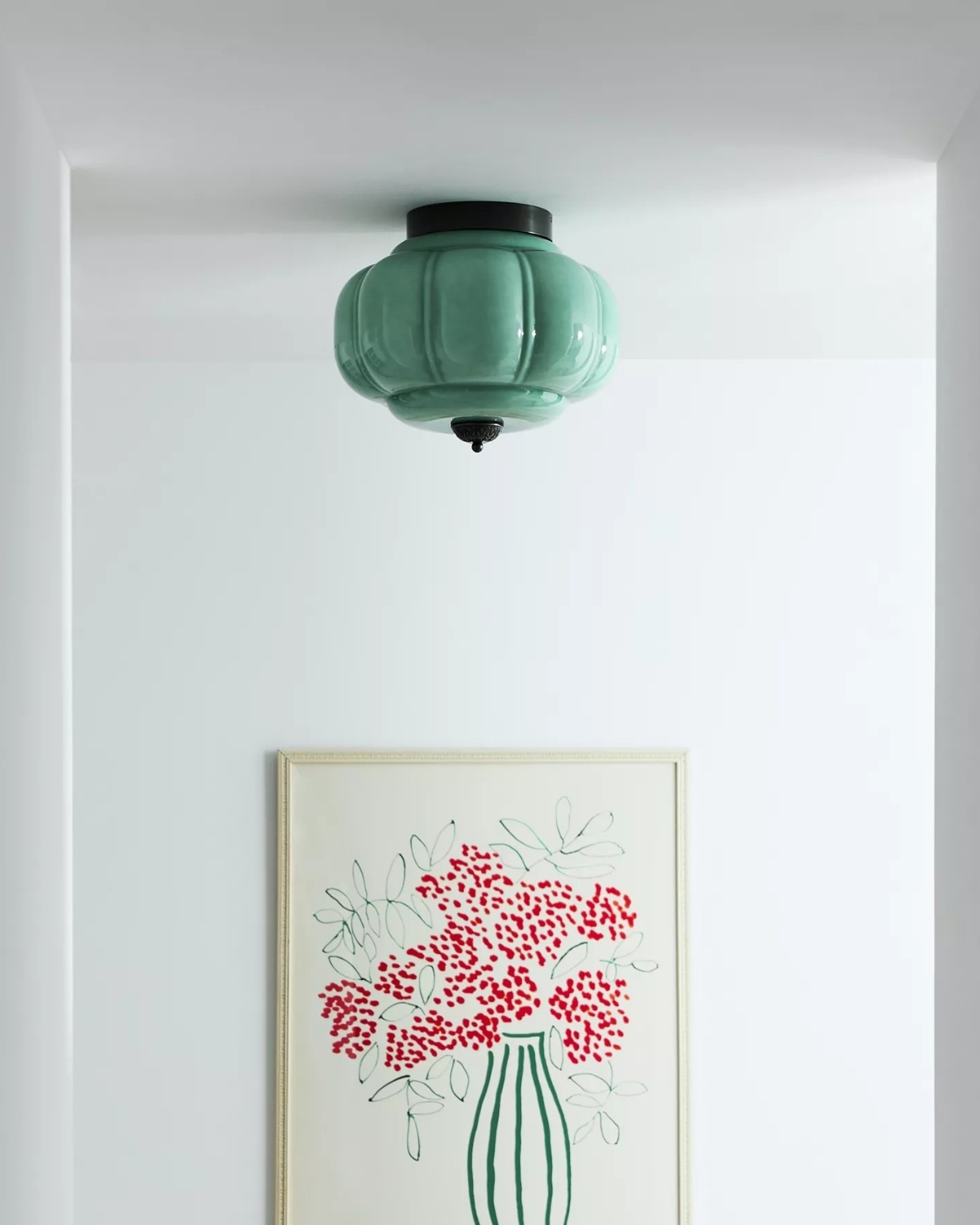 Чёрный светильник Элаиза с зелёным плафоном Louvre Home LFM150825SWL