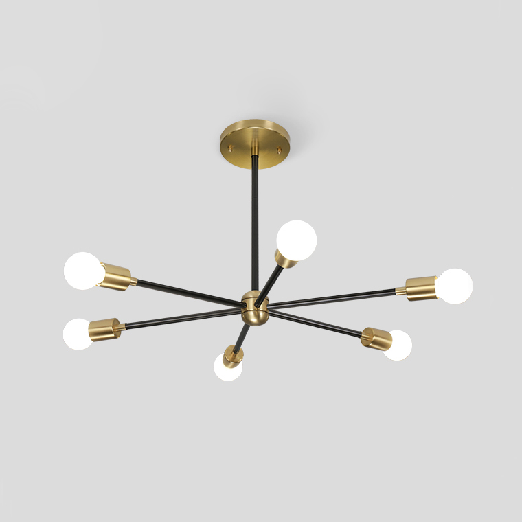 Люстра на штанге SPUTNIK D65 Gold/Black tubes by ImperiumLoft