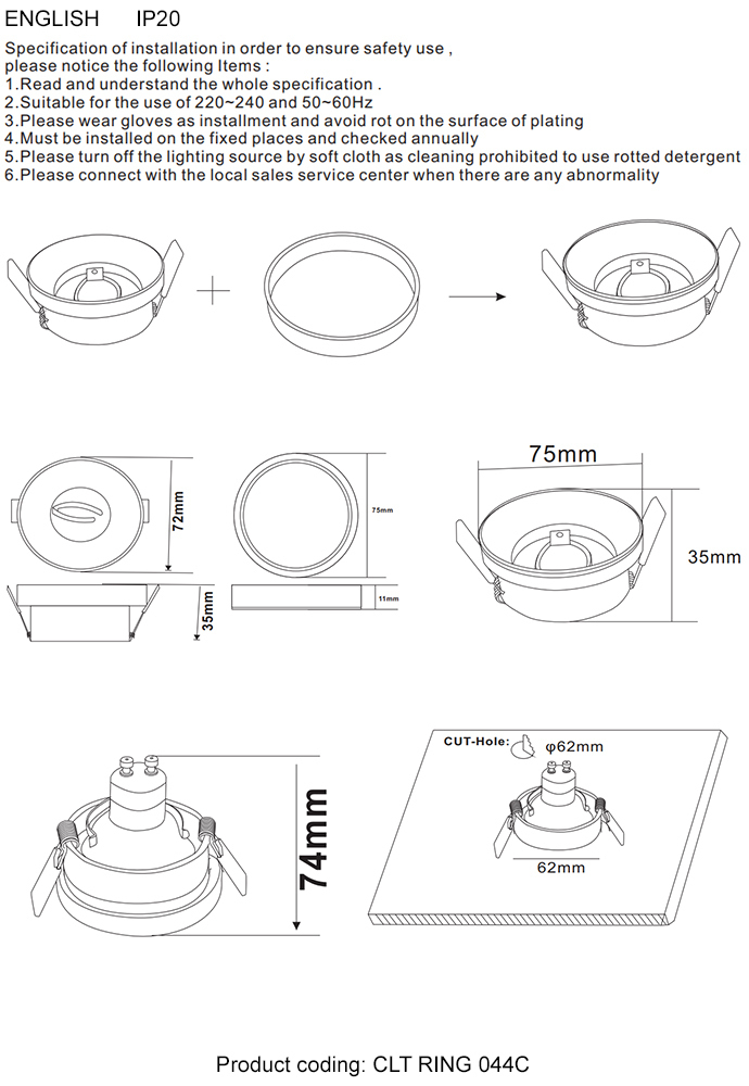 Декоративное кольцо внешнее Crystal Lux CLT RING 044C WH Декоративное кольцо внешнее Crystal Lux CLT RING 044C WH