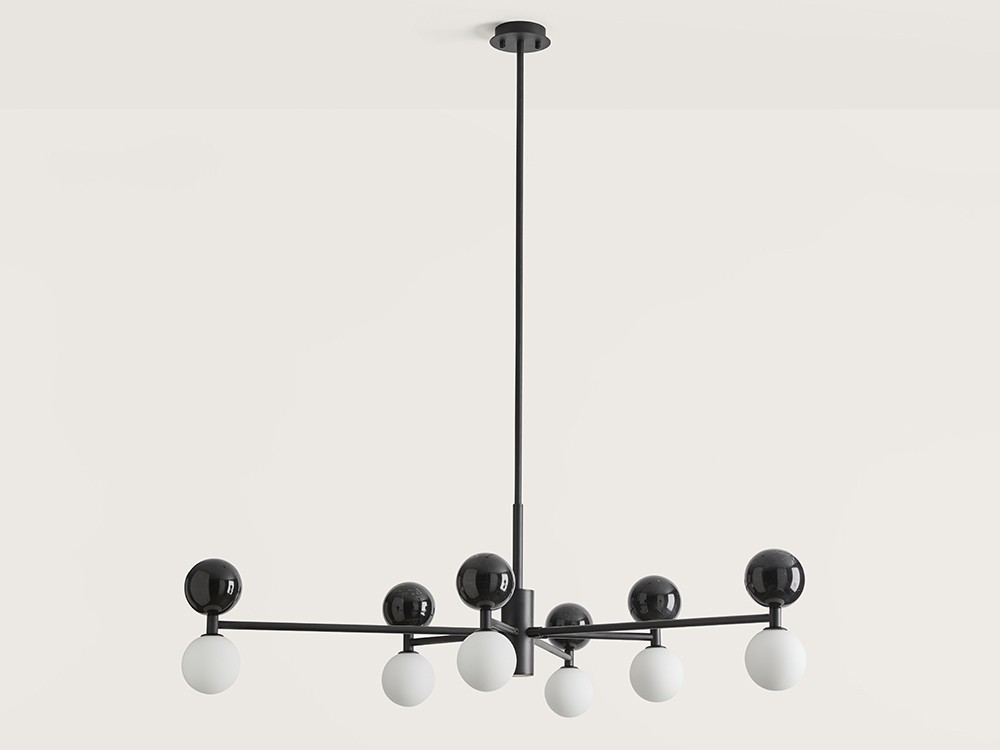 Люстра Dalt 6L черный металл - черный мрамор Aromas del Campo