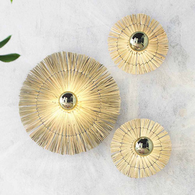 Бра Laos натуральная соломка 50 cm + цоколь 10 cm золотой металл Aromas del Campo