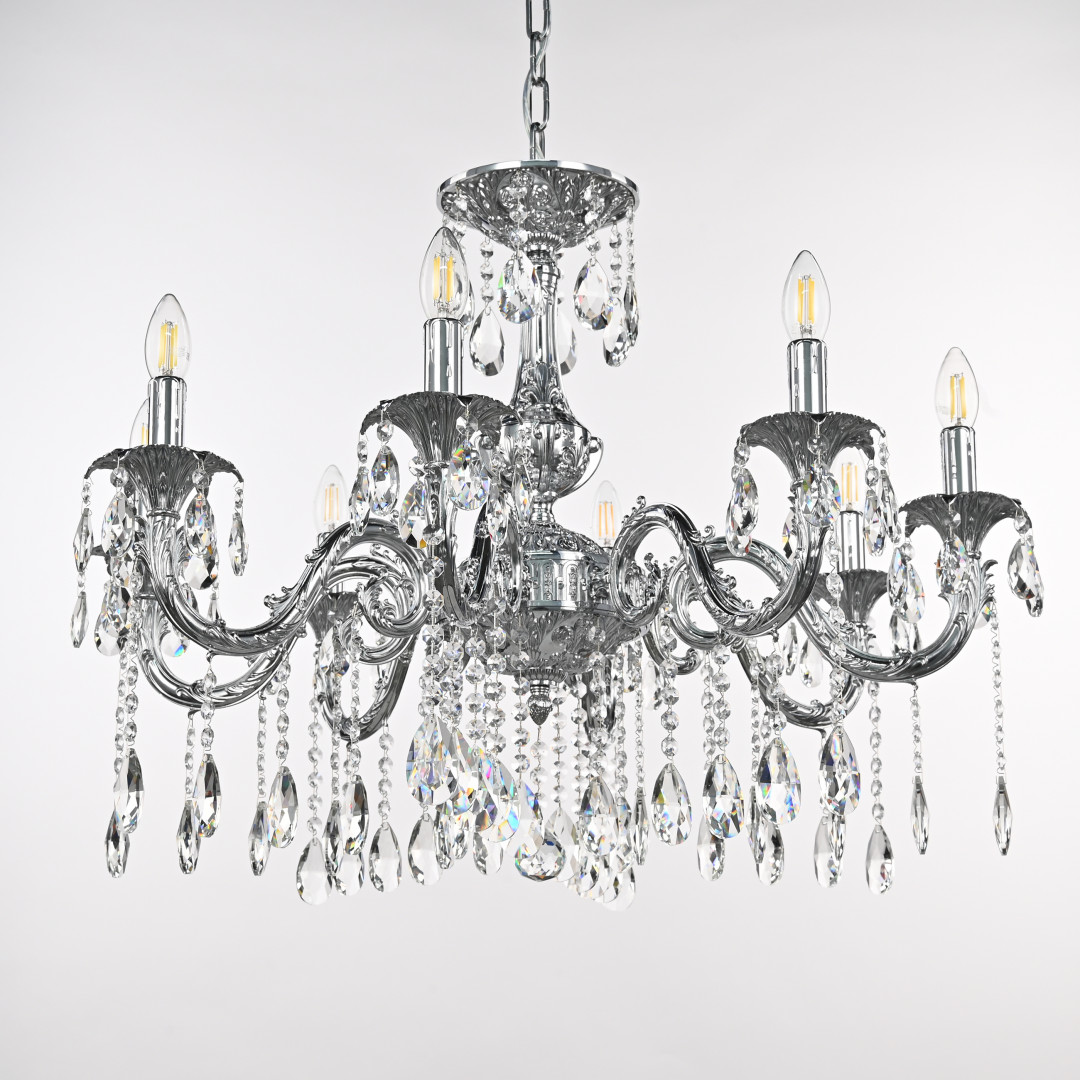 Люстра с хрустальными подвесками AL79101/8/250 A Ni Bohemia Ivele Crystal
